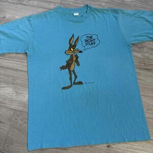 Vintage 80s Wile E Coyote The Right Stuff T-Shirt 1980 Cartoon